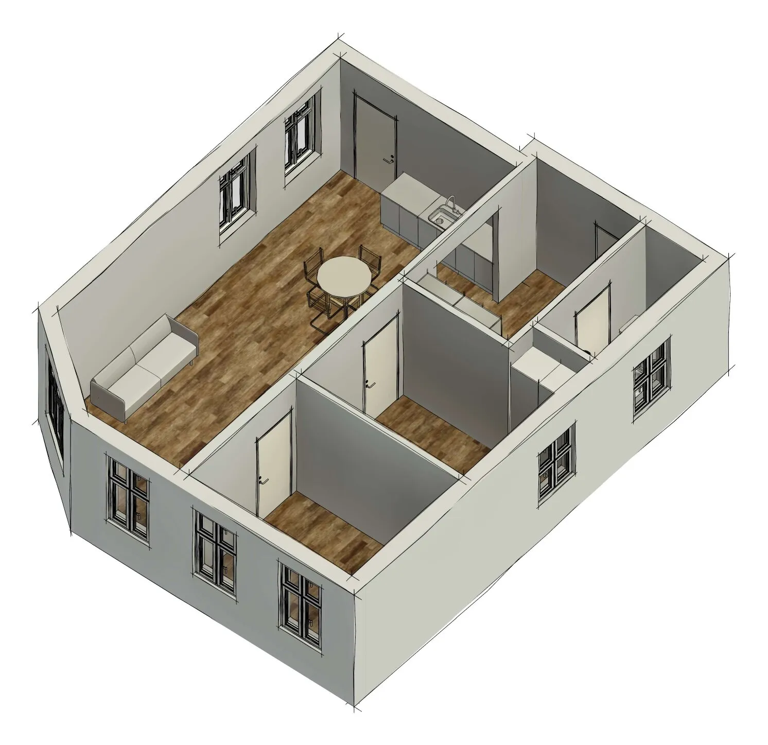 3D-visualisering, set fra den anden side